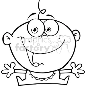 Clipart of Happy Baby Boy With Open Arms