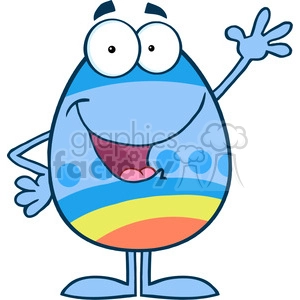 Clipart of Smiling Colorful Easter Egg Cartoon Character