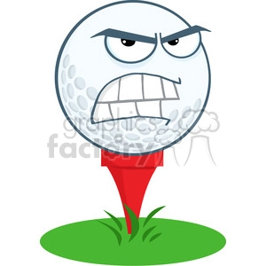 5708 Royalty Free Clip Art Angry Golf Ball Over Tee