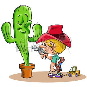 kid sticking up a cactus