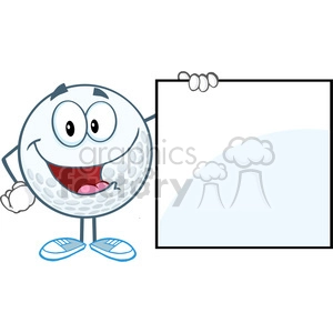 5719 Royalty Free Clip Art Happy Golf Ball Cartoon Character Showing A Sign