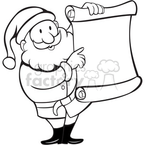 black and white santa holding blank list