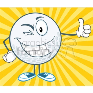 5728 Royalty Free Clip Art Winking Golf Ball Cartoon Character Holding A Thumb Up