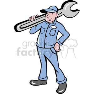 plumber carrying big wrench
