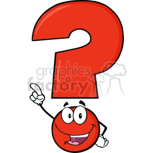 6259 Royalty Free Clip Art Happy Red Question Mark Cartoon Character Pointing With Finger