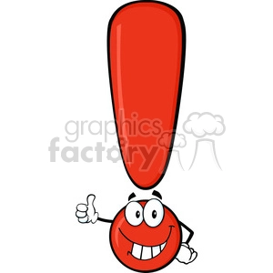 6287 Royalty Free Clip Art Red Exclamation Mark Cartoon Character Giving A Thumb Up