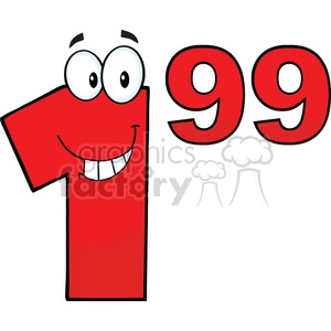 Price Tag Red Number 1.99 Cartoon Mascot Character