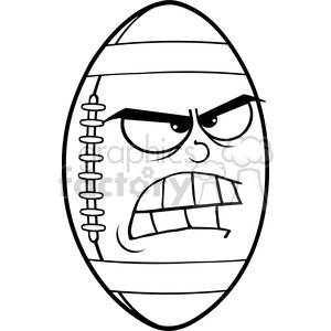 6562 Royalty Free Clip Art Black and White Angry American Football Ball Cartoon Mascot Character