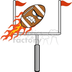 6567 Royalty Free Clip Art Angry Flaming American Football Ball Cartoon Character With Goal