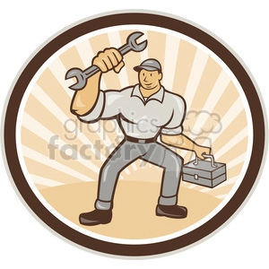 mechanic holding wrench carry toolbox shape
