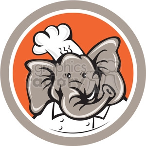 elephant head chef in circle shape