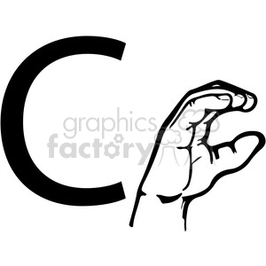 ASL sign language C clipart illustration worksheet