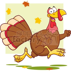 6953 Royalty Free RF Clipart Illustration Happy Turkey Bird Cartoon Character Running