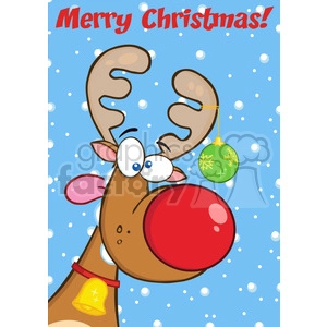 Royalty Free RF Clipart Illustration Merry Christmas Greeting With Reindeer With Christmas Ball