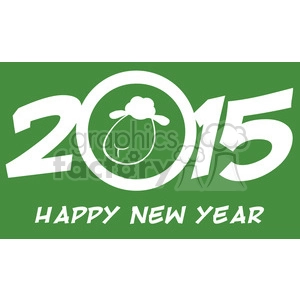 Royalty Free Clipart Illustration Year Of Sheep 2015 Numbers Green Design Card With Sheep And Text