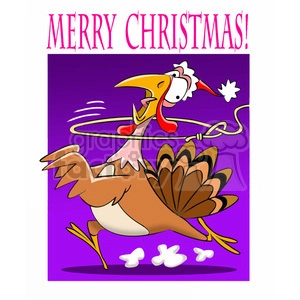 merry christmas turkey getting roped cartoon