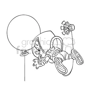 astronaut floating in space with balloon