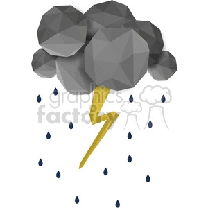 Low Poly Lightning on white cartoon character vector clip art image geometric
