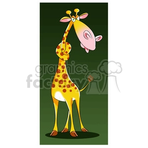 jeffery the cartoon giraffe character with neck in a knot
