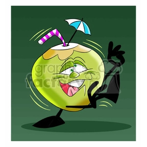 cartoon coconut character mascot charlie silly drunk