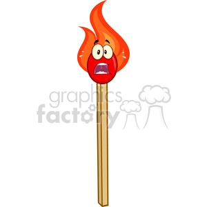 Royalty Free RF Clipart Illustration Scared Burning Match Stick Cartoon Mascot Character