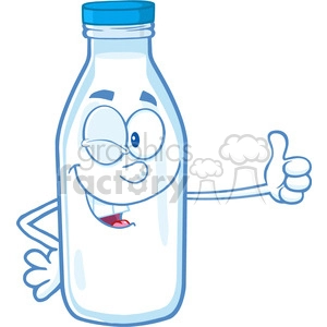 Royalty Free RF Clipart Illustration Winking Milk Bottle Character Giving A Thumb Up