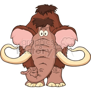 8750 Royalty Free RF Clipart Illustration Mammoth Cartoon Character Vector Illustration Isolated On White