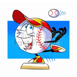 cartoon baseball mascot speedy stealing a base