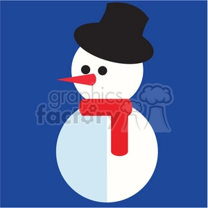 snowman with top hat on blue square icon vector art