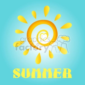 royalty free rf clipart illustration abstract sun in gradient with heart and text summer vector illustration with background