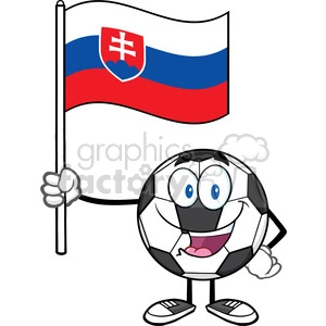 happy soccer ball cartoon mascot character holding a flag of slovakia vector illustration isolated on white background