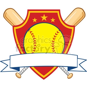 yellow softball over crossed bats logo design label vector illustration isolated on white background