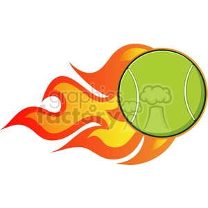 cartoon tennis ball with a trail of flames vector illustration isolated on white