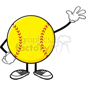 sofball faceless cartoon mascot character waving for greeting vector illustration isolated on white background