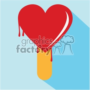 heart shaped popsicle melting vector art flat design