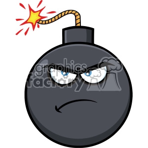 10816 Royalty Free RF Clipart Angry Bomb Face Cartoon Mascot Character With Expressions Vector Illustration
