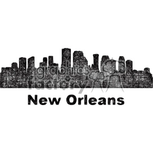 black and white city skyline vector clipart USA New Orleans