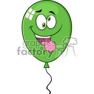 10740 Royalty Free RF Clipart Crazy Green Balloon Cartoon Mascot Character Vector Illustration