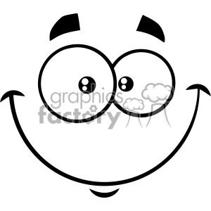 10910 Royalty Free RF Clipart Black And White Smiling Cartoon Funny Face With Happy Expression Vector Illustration