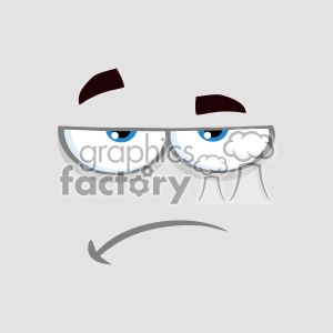 10862 Royalty Free RF Clipart Grumpy Cartoon Funny Face With Sadness Expression Vector With Gray Background
