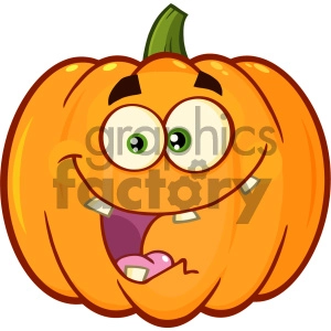 Crazy Orange Pumpkin Vegetables Cartoon Emoji Face Character With Expression Vector Illustration Isolated On White Background