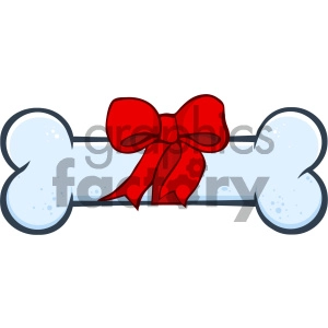 Royalty Free RF Clipart Illustration Dog Bone Cartoon Drawing With Ribbon And Bow Vector Illustration Isolated On White Background