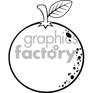 Royalty Free RF Clipart Illustration Black And White Orange Fresh Fruit Cartoon Lines Drawing Vector Illustration Isolated On White Background
