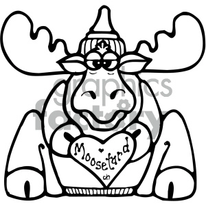cartoon clipart moose 014 bw