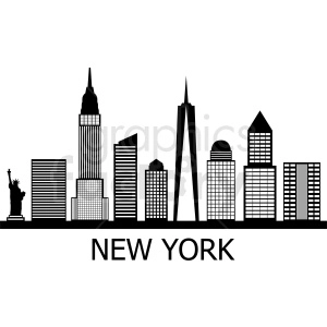 black new york skyline flat vector design with label
