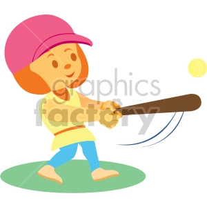 cartoon girl playing softball