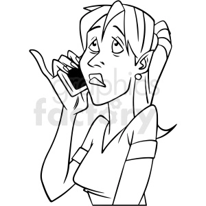 black and white woman talking on phone vector clipart