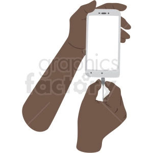 african american hand charging phone vector clipart no background