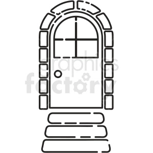 black and white cartoon door vector clipart