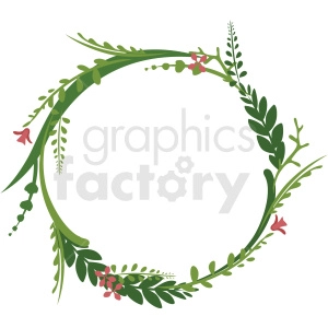 circle floral wreath frame vector clipart